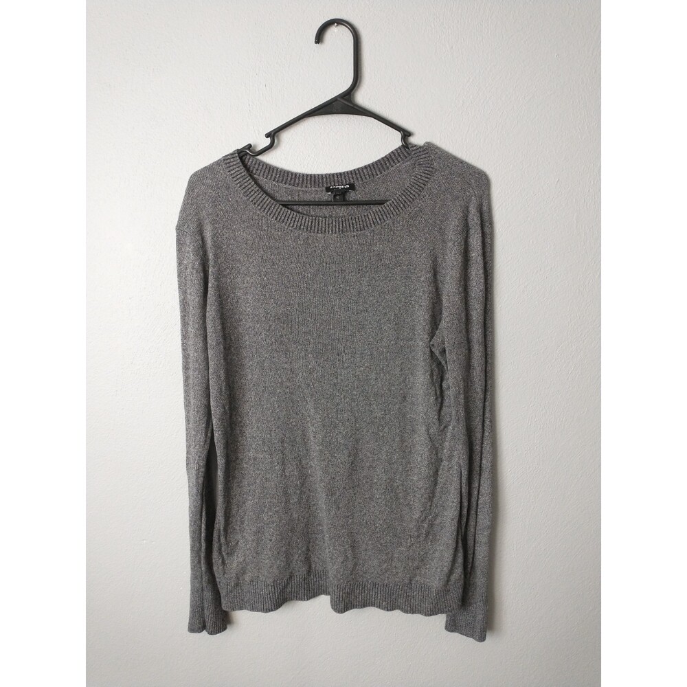 Express Gray Sweater Women’s XL Fitted Long Sleeve Knit